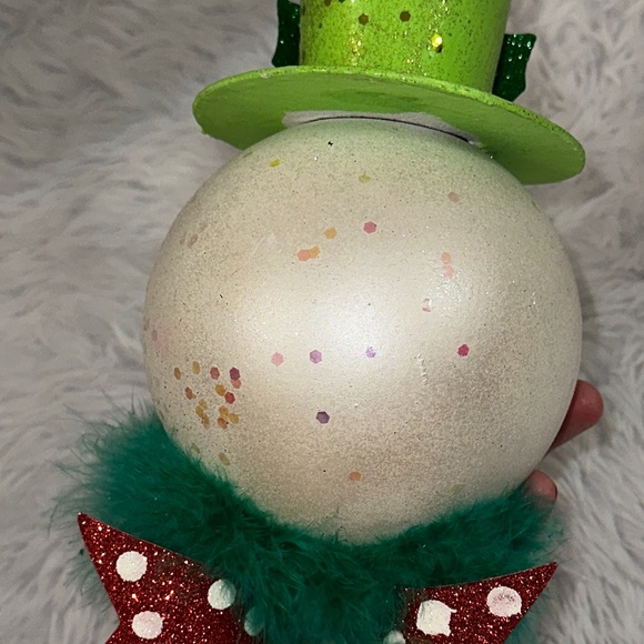 Festive Snowman Ornament Mistletoe Hat Polka Dot Bow Oversized Decor Pier One - Picture 12 of 15
